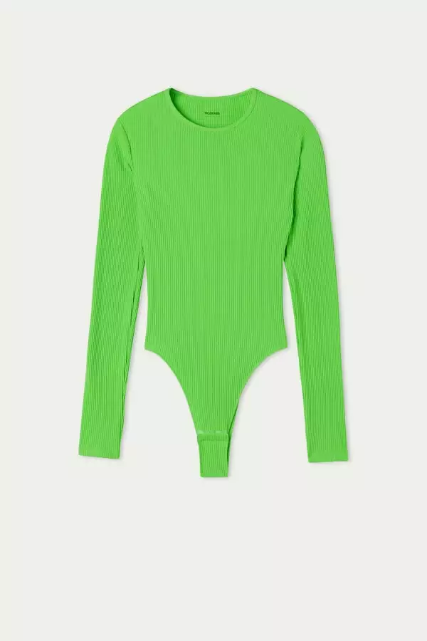 Tezenis Basic Rib Long-Sleeve High-Cut Bodysuit 5 Tezenis Basic Rib Long-Sleeve High-Cut Bodysuit - Image 5