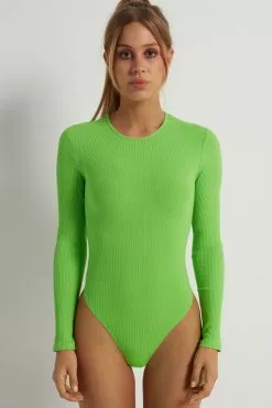 Tezenis Basic Rib Long-Sleeve High-Cut Bodysuit