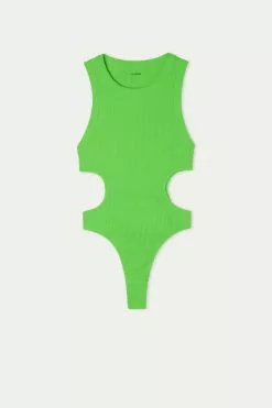 Tezenis Ribbed Cotton Cut-Out Bodysuit -Outlet Tops Store 1BO1579308V F