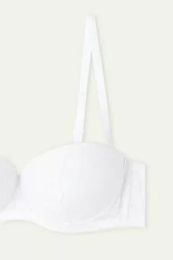 Tezenis Madrid Ultra Padded Microfiber And Recycled Lace Bandeau Bra -Outlet Tops Store 1FS2060 001 D1