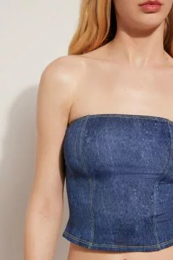 Tezenis Denim Bra Tube Top -Outlet Tops Store 1KFT1598577V DT1W