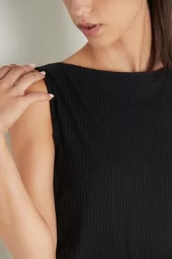 Tezenis Rib Knit Boat Neckline Tank Top. -Outlet Tops Store 1MC1019019 DT1W