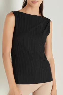 Tezenis Rib Knit Boat Neckline Tank Top.