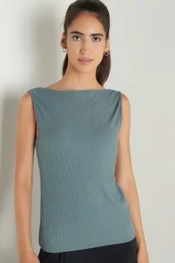 Tezenis Rib Knit Boat Neckline Tank Top.