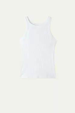Tezenis Ribbed Cotton Racerback Tank Top -Outlet Tops Store 1MC1046001 F