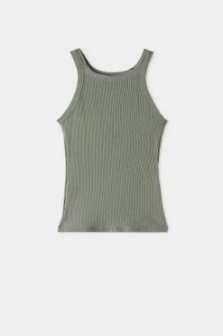 Tezenis Ribbed Cotton Racerback Tank Top -Outlet Tops Store 1MC1046625V F