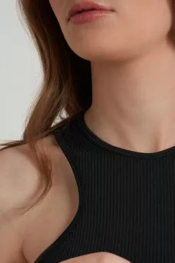 Tezenis Ribbed Cotton Cropped Racerback Tank Top 8 Tezenis Ribbed Cotton Cropped Racerback Tank Top -Outlet Tops Store 1MC1052019 DT1W