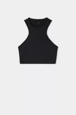 Tezenis Ribbed Cotton Cropped Racerback Tank Top 9 Tezenis Ribbed Cotton Cropped Racerback Tank Top -Outlet Tops Store 1MC1052019 F