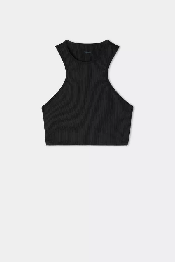 Tezenis Ribbed Cotton Cropped Racerback Tank Top 5 Tezenis Ribbed Cotton Cropped Racerback Tank Top - Image 5