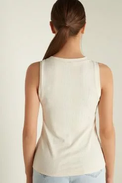 Tezenis Ribbed Wide Strap Tank Top 6 Tezenis Ribbed Wide Strap Tank Top -Outlet Tops Store 1MC1284521U BI