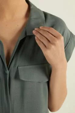 Tezenis Dropped Shoulder Cloth Shirt With Buttons -Outlet Tops Store 1MC1285534U DT1W