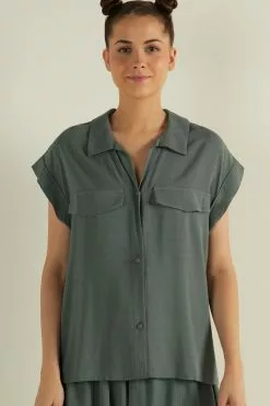 Tezenis Dropped Shoulder Cloth Shirt With Buttons