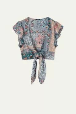 Tezenis Ruffled Crop Top With Knot 9 Tezenis Ruffled Crop Top With Knot -Outlet Tops Store 1MC1288845U F