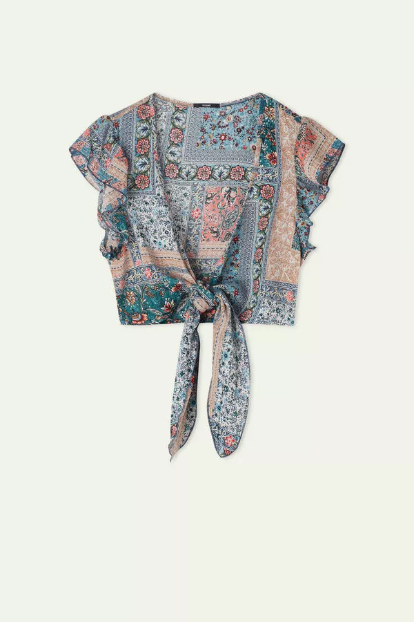 Tezenis Ruffled Crop Top With Knot 5 Tezenis Ruffled Crop Top With Knot - Image 5