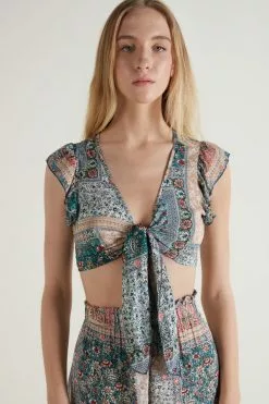 Tezenis Ruffled Crop Top With Knot