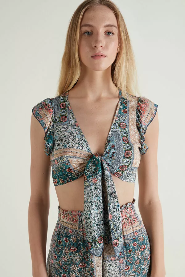 Tezenis Ruffled Crop Top With Knot 1 Tezenis Ruffled Crop Top With Knot