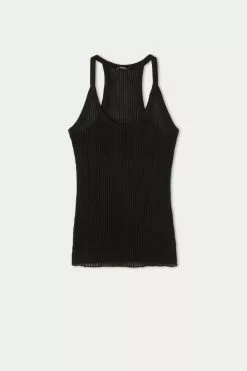 Tezenis Ultralight Ribbed Cotton Halter Tank Top -Outlet Tops Store 1MC1583019 F