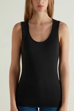 Tezenis Wide-Strap Round-Neck Cotton Camisole