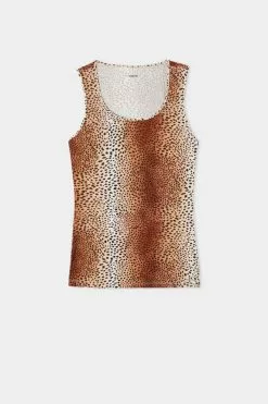 Tezenis Rounded V-Neck Cotton Tank Top -Outlet Tops Store 1MC15BT614V F