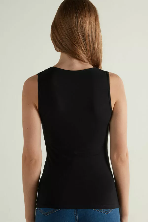 Tezenis Lace Wide Strap V-Neck Viscose Camisole 2 Tezenis Lace Wide Strap V-Neck Viscose Camisole - Image 2