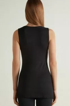Tezenis Long Recycled Viscose Camisole -Outlet Tops Store 1MC17A019 BI