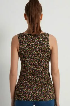Tezenis Long Printed Viscose Camisole -Outlet Tops Store 1MC17T275V BI