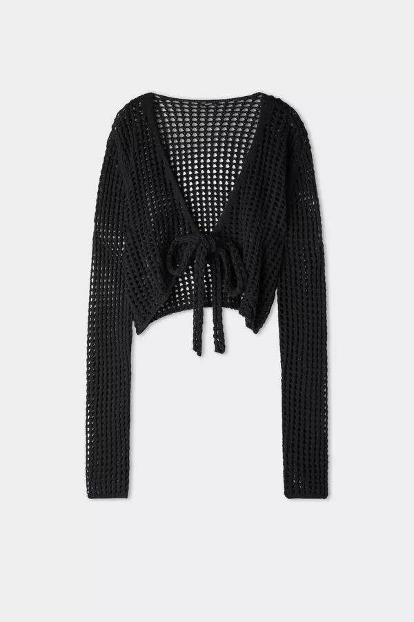 Tezenis Long Sleeve Crop Cardigan/Top In Mesh Crochet 5 Tezenis Long Sleeve Crop Cardigan/Top In Mesh Crochet - Image 5