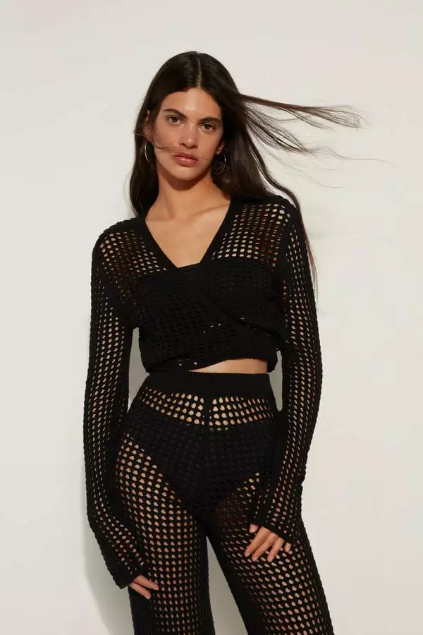 Tezenis Long Sleeve Crop Cardigan/Top In Mesh Crochet 3 Tezenis Long Sleeve Crop Cardigan/Top In Mesh Crochet - Image 3