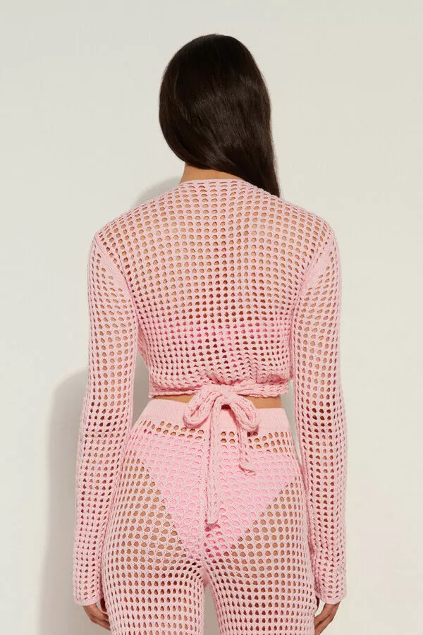 Tezenis Long Sleeve Crop Cardigan/Top In Mesh Crochet 2 Tezenis Long Sleeve Crop Cardigan/Top In Mesh Crochet - Image 2