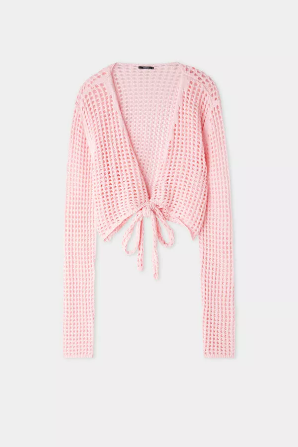 Tezenis Long Sleeve Crop Cardigan/Top In Mesh Crochet 5 Tezenis Long Sleeve Crop Cardigan/Top In Mesh Crochet - Image 5