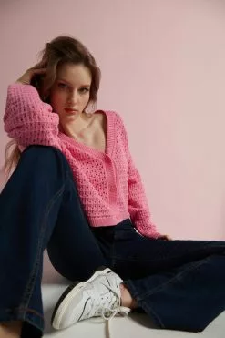 Tezenis Perforated Fully-Fashioned Short Cotton Cardigan -Outlet Tops Store 1ML1337282V M