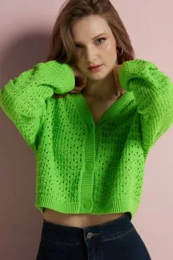 Tezenis Perforated Fully-Fashioned Short Cotton Cardigan -Outlet Tops Store 1ML1337308V M