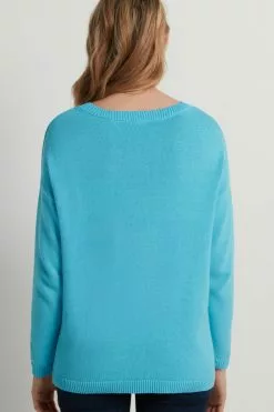 Tezenis Long Boat-Neck Sweater In Fully-Fashioned Cotton -Outlet Tops Store 1ML1356257V BI