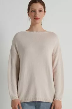 Tezenis Long Boat-Neck Sweater In Fully-Fashioned Cotton