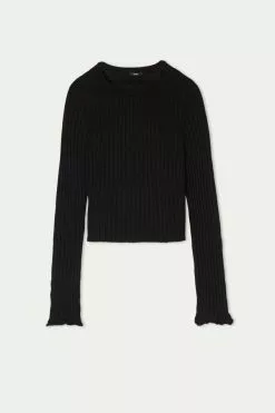 Tezenis Long-Sleeve Ribbed Crop Top -Outlet Tops Store 1ML1359019 F