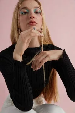 Tezenis Long-Sleeve Ribbed Crop Top -Outlet Tops Store 1ML1359019 M