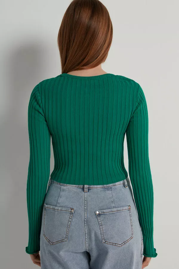 Tezenis Long-Sleeve Ribbed Crop Top 2 Tezenis Long-Sleeve Ribbed Crop Top - Image 2