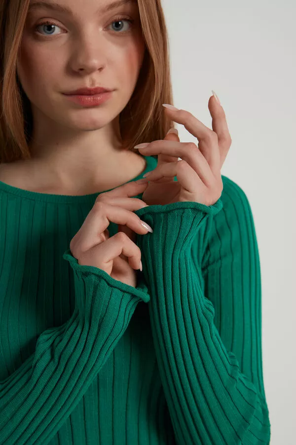 Tezenis Long-Sleeve Ribbed Crop Top 4 Tezenis Long-Sleeve Ribbed Crop Top - Image 4