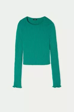 Tezenis Long-Sleeve Ribbed Crop Top 9 Tezenis Long-Sleeve Ribbed Crop Top -Outlet Tops Store 1ML1359312V F