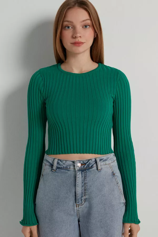 Tezenis Long-Sleeve Ribbed Crop Top 1 Tezenis Long-Sleeve Ribbed Crop Top