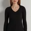 Tezenis Ribbed Long-Sleeve V-Neck Sweater