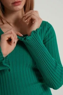 Tezenis Ribbed Long-Sleeve V-Neck Sweater 8 Tezenis Ribbed Long-Sleeve V-Neck Sweater -Outlet Tops Store 1ML1360312V DT1W