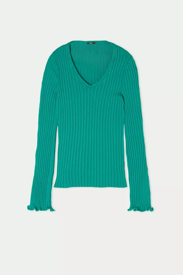 Tezenis Ribbed Long-Sleeve V-Neck Sweater 5 Tezenis Ribbed Long-Sleeve V-Neck Sweater - Image 5