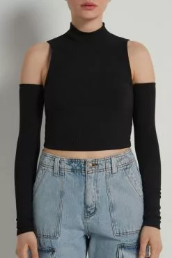 Tezenis Cropped Ribbed Tank Top With Sleeves