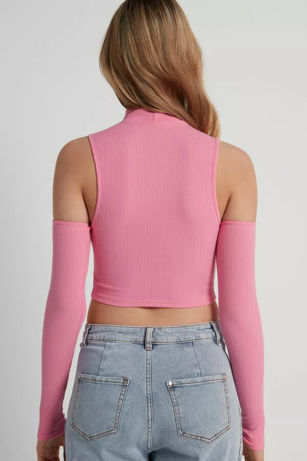 Tezenis Cropped Ribbed Tank Top With Sleeves 2 Tezenis Cropped Ribbed Tank Top With Sleeves - Image 2