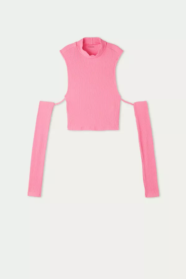 Tezenis Cropped Ribbed Tank Top With Sleeves 5 Tezenis Cropped Ribbed Tank Top With Sleeves - Image 5