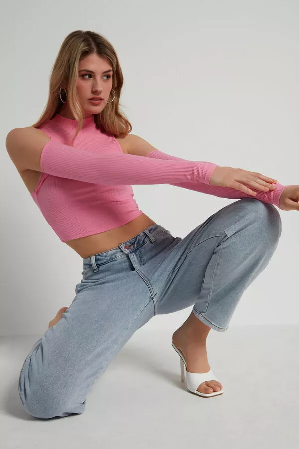 Tezenis Cropped Ribbed Tank Top With Sleeves 3 Tezenis Cropped Ribbed Tank Top With Sleeves - Image 3