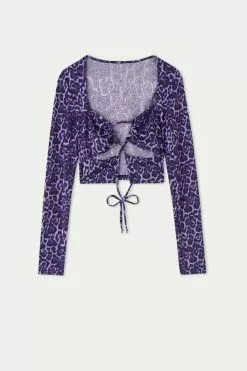 Tezenis Cropped Long-Sleeve Criss-Cross Top -Outlet Tops Store 1ML1587305V F