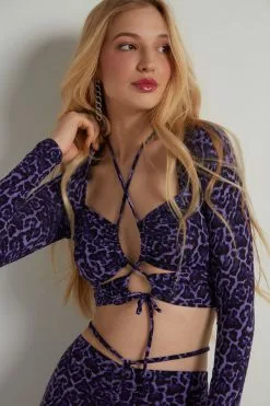 Tezenis Cropped Long-Sleeve Criss-Cross Top -Outlet Tops Store 1ML1587305V M