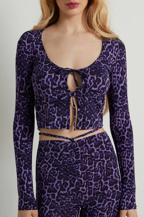 Tezenis Open Cropped Long-Sleeve Top With Ties 1 Tezenis Open Cropped Long-Sleeve Top With Ties